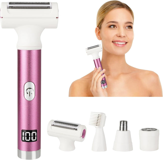 4-in-1 Women’s Electric Razor – LED Display, Wet & Dry, Painless, Cordless