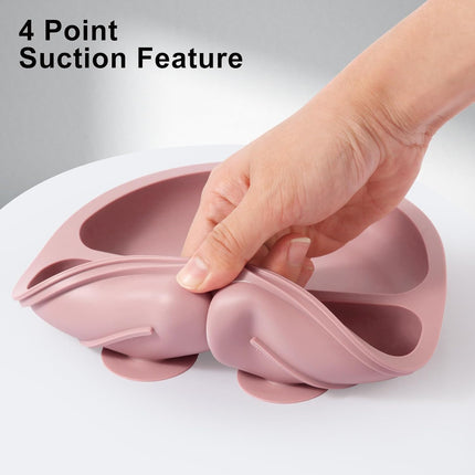 2-Pack Divided Toddler Plates with Suction, Silicone Feeding Set with Utensils, BPA-Free