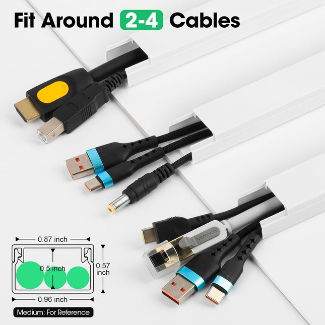 Cord Hider Kit 110in – Self-Adhesive, Paintable Cable Covers for Wall TV Wires, 8-Pack