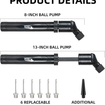 Sports Ball Hand Pump with 6 Needles & Nozzle for Football Soccer Volleyball
