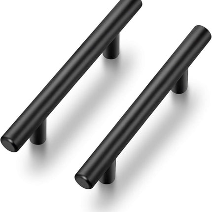 2-Pack Matte Black Cabinet Pulls – 5” Stainless Steel Handles, 3” Hole