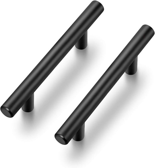 2-Pack Matte Black Cabinet Pulls – 5” Stainless Steel Handles, 3” Hole
