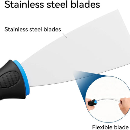 6 Pack Stainless Steel Putty Knife Set – Flexible Scrapers for Drywall & Wallpaper