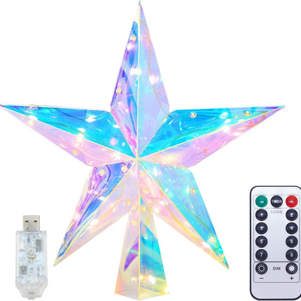 LED Christmas Tree Topper Star 11.8" – Multicolor Lighted Xmas Decor