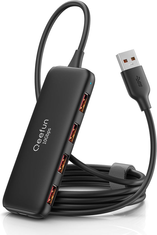 10Gbps USB 3.2 Hub 4 Port USB A Splitter with 4FT Cable for PC Laptop
