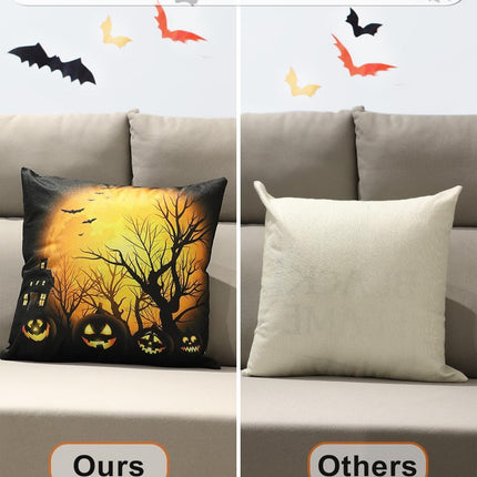4-Pack Halloween Pillow Covers 18x18in, Double-Sided Cute Patterns, Soft Linen Decor