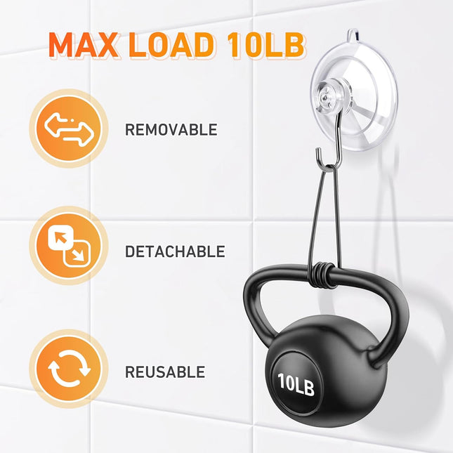 12-Pack Suction Cup Hooks – Clear 1.77" Medium, 10LB, Reusable & Removable