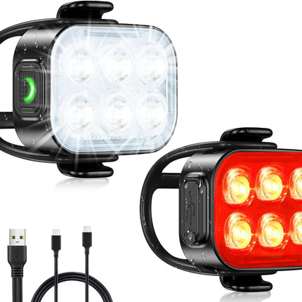 Bike Lights for Night Riding – Headlight & Taillight Set, USB Rechargeable
