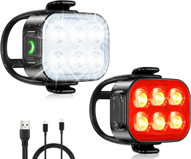 Bike Lights for Night Riding – Headlight & Taillight Set, USB Rechargeable