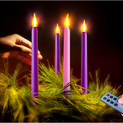 Battery Operated Flickering Candles – 4PCS Advent Wreath Home Decor