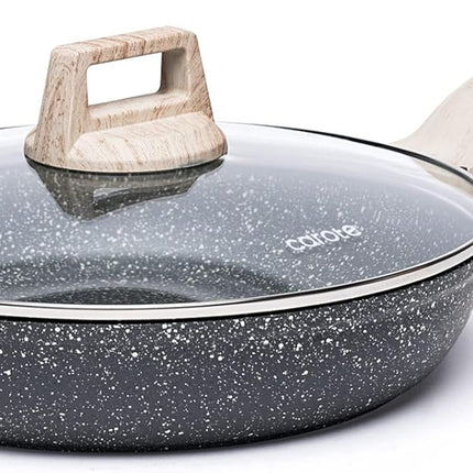 Nonstick Granite Skillet 10-Inch with Glass Lid, Stone Fry Pan