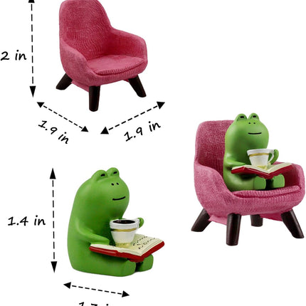 Miniature Frog Figurine – Cute Desk & Shelf Decoration, Pink Sofa Frog Gift