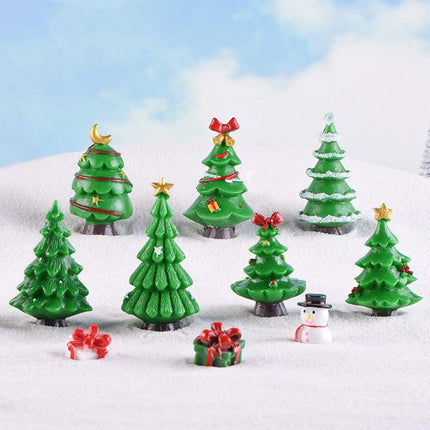 24 PCS Miniature Resin Christmas Figurines Tree Snowman Santa House Crafts