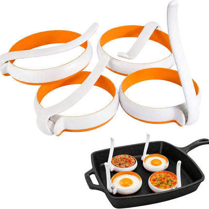 4-Pack Silicone Egg Rings, Round Egg Molds for Griddle, Skillet & Pancakes