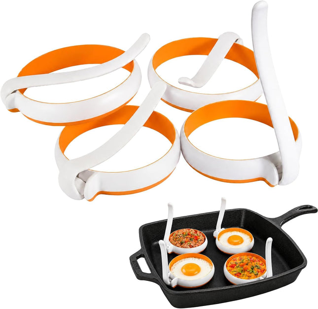 4-Pack Silicone Egg Rings, Round Egg Molds for Griddle, Skillet & Pancakes