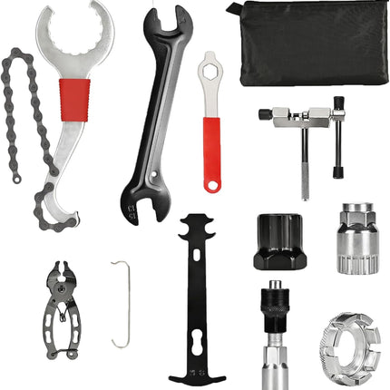10-Piece Professional Bike Tool Kit, Cassette Wrench, Crank Puller & Chain Breaker