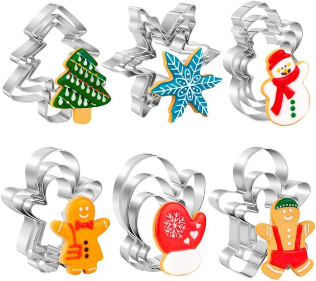 18-Piece Christmas Cookie Cutters – Stainless Steel Winter Shapes for Festive Baking