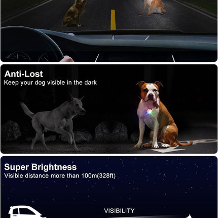 2-Pack Rechargeable LED Dog Collar Lights, 4 Modes for Night Walking (Black)