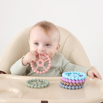 Seposeve 3-Pack Baby Teethers – Purple, Pink & White for 0–24M