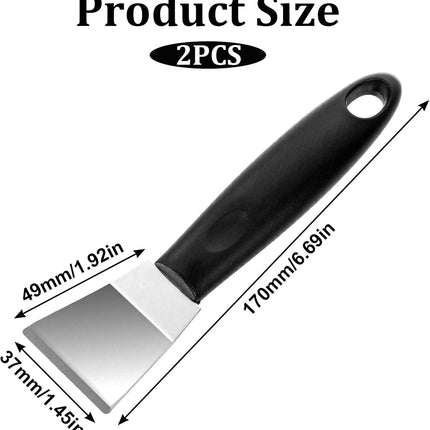 2-Pack Stainless Steel Scrapers, Griddle, Grill, Stove & Kitchen Cleaning Tools
