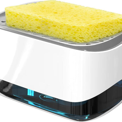 Dish Soap Pump Dispenser 12oz – Includes Sponge Holder for Kitchen Use