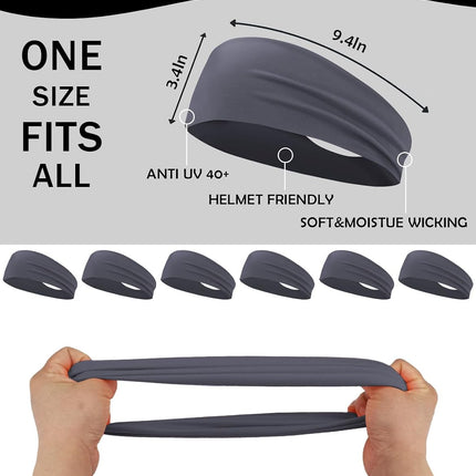 6 Pack Sports Headbands for Men and Women Sweat Wicking Workout Hairbands
