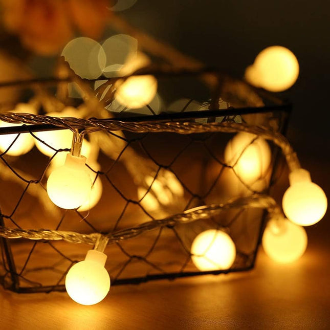 Merdeco Globe Plug-in String Lights 10FT 20 LED Warm White Indoor Outdoor