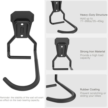 4-Pack Bike Wall Mount Hooks, Vertical Storage Rack with Screws for Garage