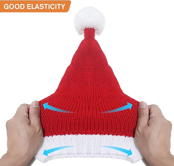 Santa Hat Christmas Beanie – Red Knitted Xmas Party Hat for Adults, Women, and Men