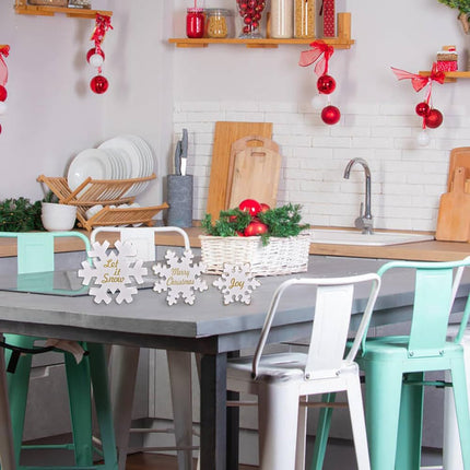 3-Pack Wooden Snowflake Signs – White Merry Christmas Table & Home Decor
