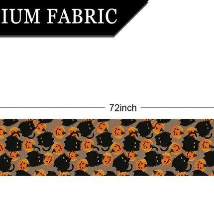 Halloween Table Runner 13x72in, Black Cat & Pumpkin Seasonal Dining Table Decor