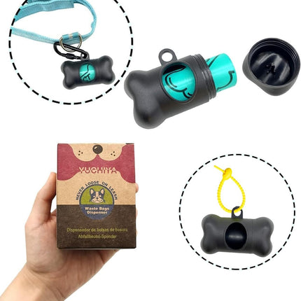 Poop Bag Dispenser for Dogs – Leak-Proof Scented Bags with Carabiner & Fastener (Black)