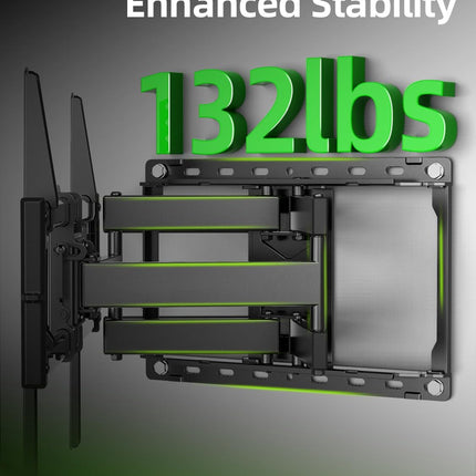 Full Motion TV Wall Mount for 42–86" TVs, Dual Arm Tilt Swivel, 132lbs Max