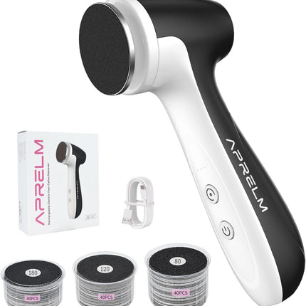 Rechargeable Electric Foot Callus Remover, 120 Sandpaper Discs, 3-Speed 1000RPM, E7 Black
