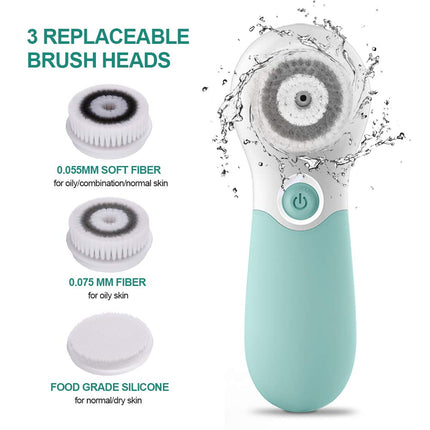 Electric Facial Cleansing Brush 3 Heads 2 Speeds Exfoliating Massage Blackhead Scrubber