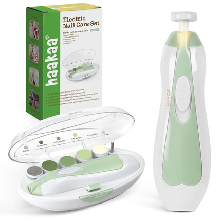 Electric Baby Nail File with LED Light, 6 Heads, Quiet Motor & Storage Case