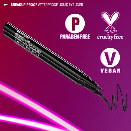 Mega Last Breakup Proof Liquid Eyeliner, Waterproof 16HR Wear, Ultra-Fine Brush Black