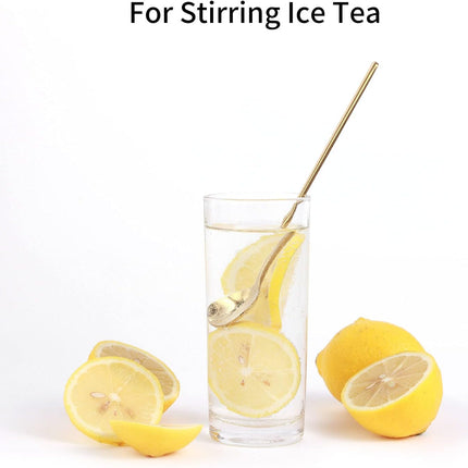 4-Pack 6.7" Gold Coffee & Tea Spoons – Long Handle Stainless Steel