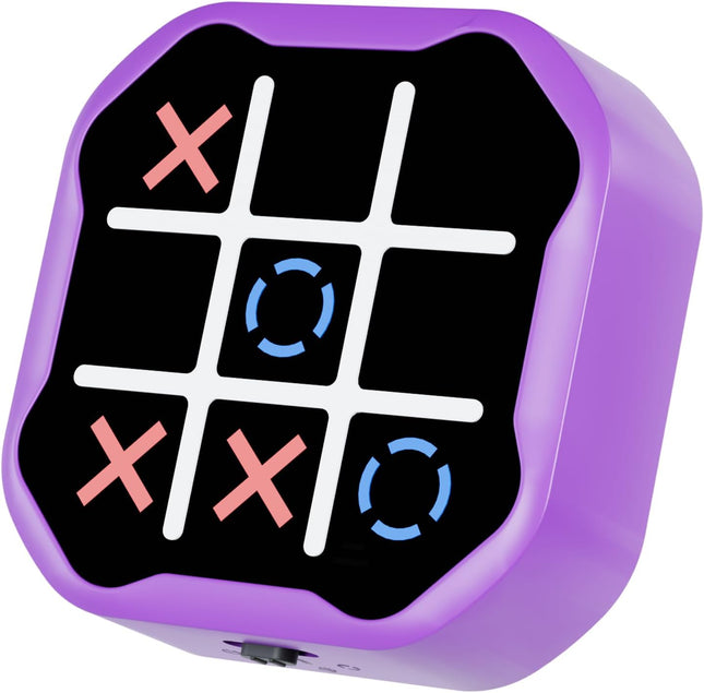 3-in-1 Electronic Tic Tac Toe Game, Handheld Digital, Portable, Purple