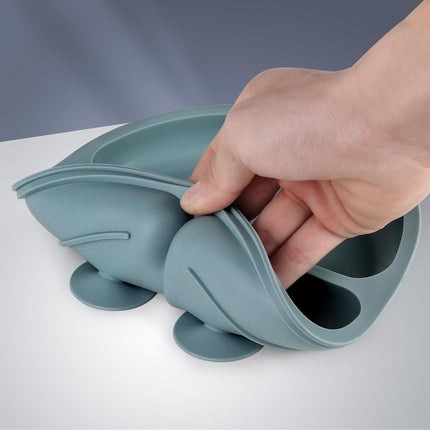 Baby Feeding Set – 2 Silicone Divided Suction Plates + 2 Spoons & Forks
