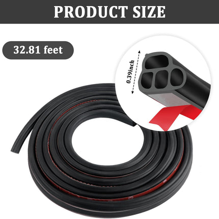 32.8Ft Car Door Rubber Seal Strip, Double-Layer L-Shape Weatherproof Soundproof Trim
