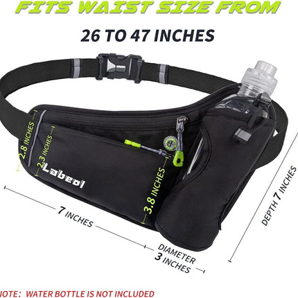 Waterproof Hydration Waist Pack with Bottle Holder, Adjustable Running Fanny Pack