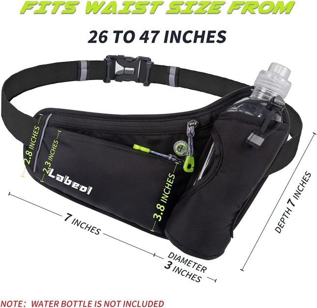 Waterproof Hydration Waist Pack with Bottle Holder, Adjustable Running Fanny Pack