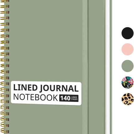 Lined Spiral Notebook A5 – 140 Pages, College Ruled, Hardcover, Green