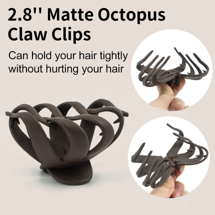 2.8" Octopus Hair Clips for Women, Matte Claw Clips for Thin & Fine Hair, Non-Slip Strong Hold
