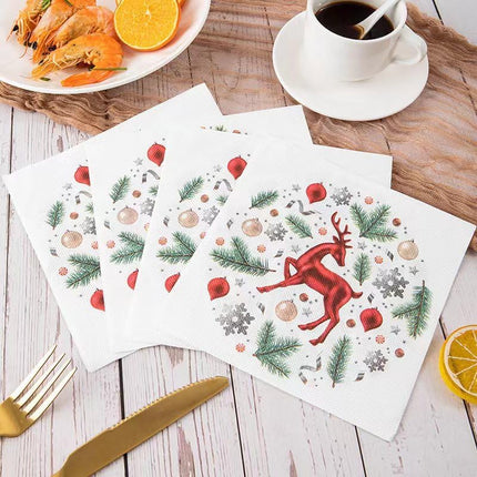 80PCS Christmas Cocktail Napkins 2-Ply Disposable Napkins with 2 Designs for Winter Holidays