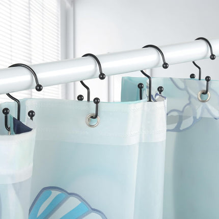 12 Piece Shower Curtain Hooks Double Glide Rings for Bathroom Rods
