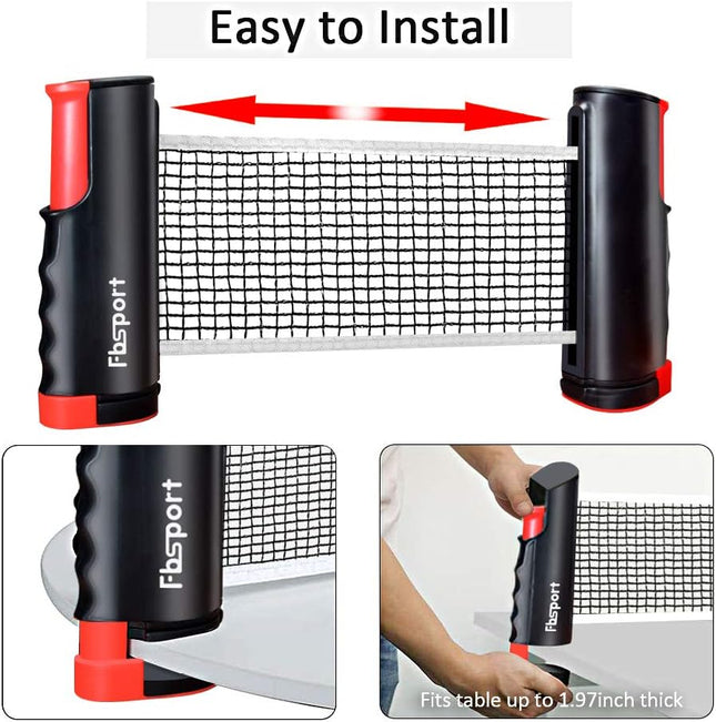 Ping Pong Paddle Set – Portable Table Tennis with Retractable Net, Rackets, Balls & Carry Bag