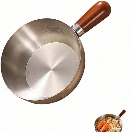 800ml/27oz 316 Stainless Steel Saucepan, Wood Handle, Induction Compatible