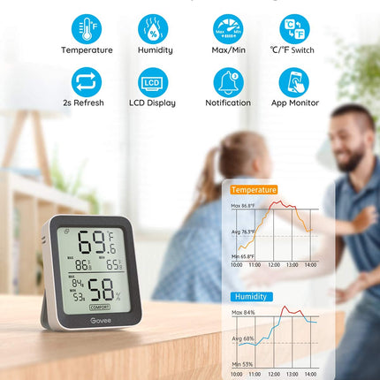 Bluetooth Temperature Sensor Hygrometer with 2-Year Data Export Storage